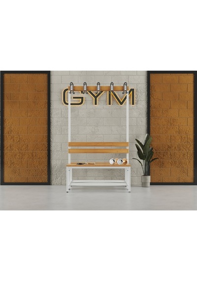 Ayakkabılıklı 4 Ayaklı Çift Taraflı Bank, Kanca Şeritli Bank, 10 Kanca, 100x85x170 Cm, Spor Bankı