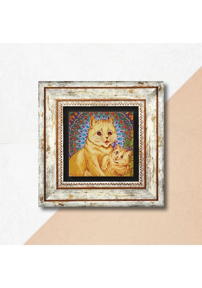Louis Wain Kediler Taş Duvar Tablosu - Çerçeveli Taş Tablo - Dekoratif Duvar Sanatı - Modern Ev Ve Ofis Duvar Dekoru T1-315