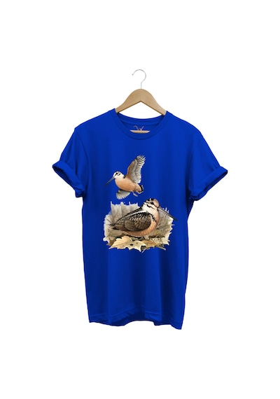 Avcılık Hunter Çulluk Avcılığı Baskılı %100 Pamuk Regular Fit Mavi T-shirt Saks Mavi