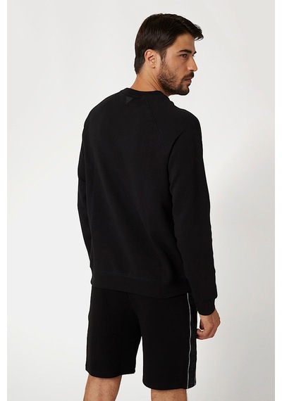 Guess Erkek New Aldwın Cn Önü Logolu Sweatshirt - Siyah Siyah