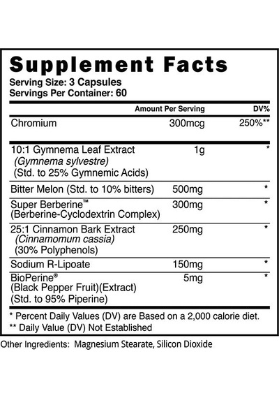 Blackstone Labs Glycolog 10:1 Gymnema Leaf , Super Berberine , Bitter Melon Blood Sugar 180 Caps