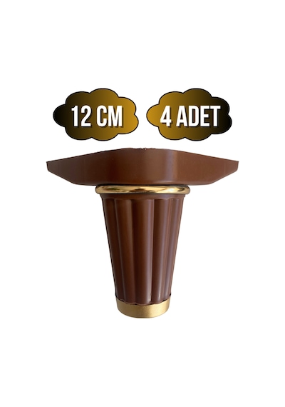 Babil 12cm Plastik Ayak Mobilya Masa Ve Dolap Ayağı 12cm Kahverengi- Altın 4 Adet Kahverengi