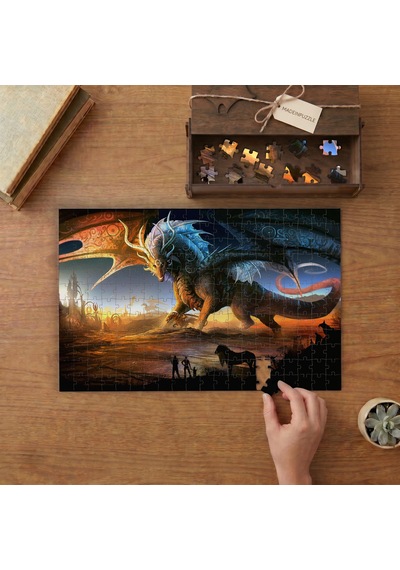 Görkemli Ejderha Tasarımı 240 Parça Ahşap Puzzle Ahşap Kutuda Mpy20016