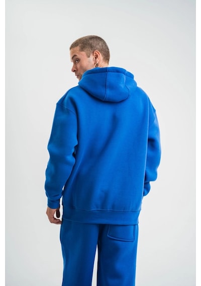 Mbb E-ticaret Erkek 3 İplik Oversize Kapşonlu Basic Sweatshirt Hoodie - Mavi