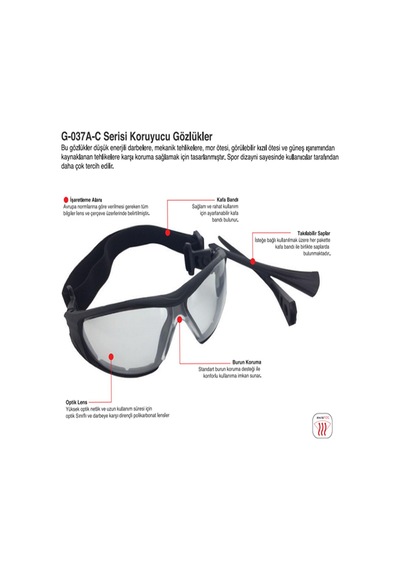 Çok Amaçlı Koruyucu GözlüK G-037A-C Serisi Starline X 5 Adet