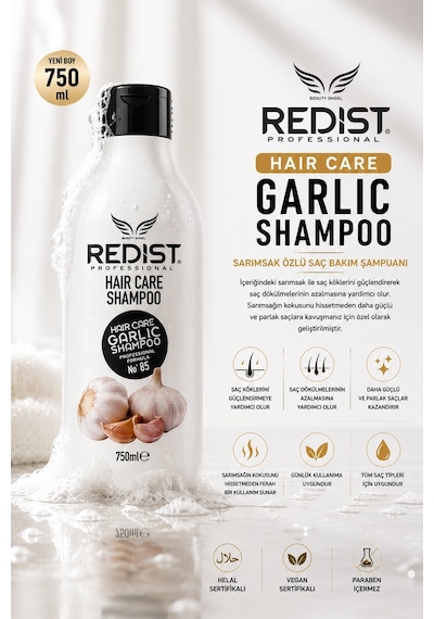 Redist Garlic Shampoo Sarımsak Özlü Besleyici Saç Bakım Şampuanı 750 Ml Tüm Saç Tipleri