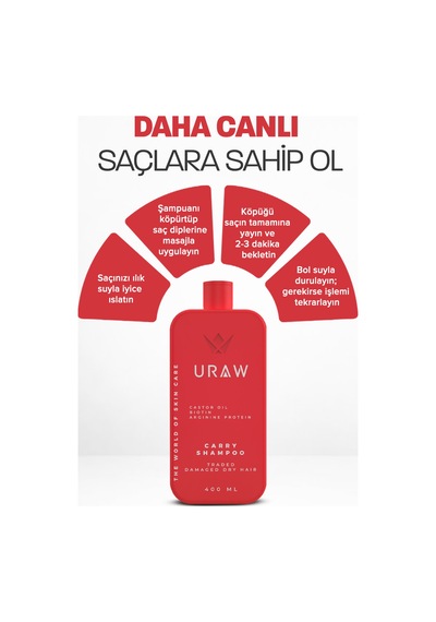 Uraw Carry Yoğun Saç Dökülmesine Karşı Bakım Şampuanı 400 ML