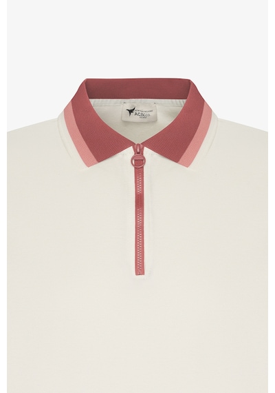 Ac&Co / Altınyıldız Classics Erkek Ekru Bordo Regular Fit Geniş Kesim Polo Yaka Tişört Ekru - Bordo