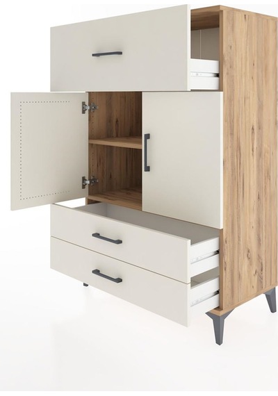 Hyperion Dolap 2 Raflı 3 Çekmeceli 2 Kapaklı 88x44x134 Çam-aytaşı Atlas Çam