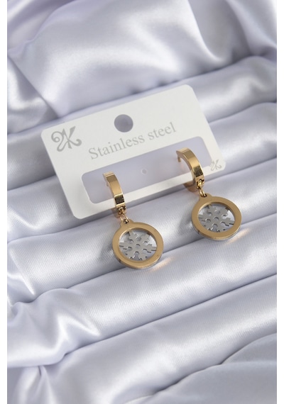 Ezoconcept 316l Çelik Gold Renk Kar Tanesi Model Kadın Küpe Çok Renkli