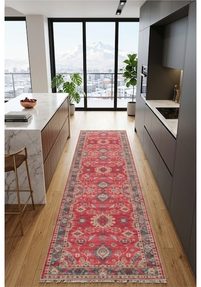 Dekoratif Halı Kaymaz Taban Leke Tutmaz Yıkanabilir Kilim Özel Ölçü Salon Halısı 3026-3