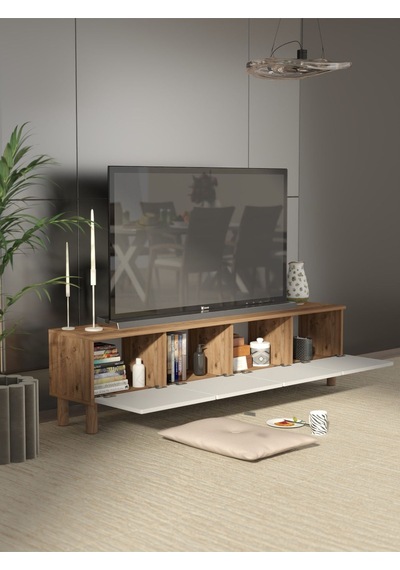 Bohem Tarz 180 Cm 4 Kapaklı Mdf Kapak Tv Ünitesi Ceviz