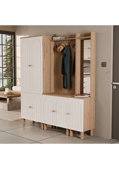 Set 5084-5072-5088 Rapsody Sağ Aynalı 7 Kapaklı Membran 9 Askılı Bohem Portmanto Sepet-beyaz Beyaz - Meşe Set 5084-5072-5088 Rapsody Sağ Aynalı 7 Kapaklı Membran 9 Askılı Bohem Portmanto Sepet-beyaz Beyaz - Meşe