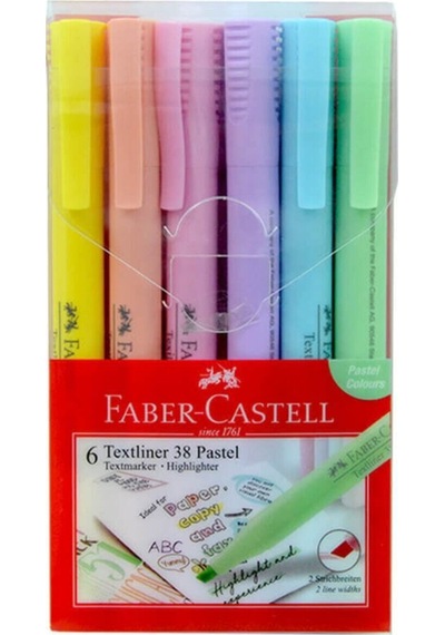 Faber-castell Fosforlu Kalem 38 Pastel Karışık 6'lı Diğer
