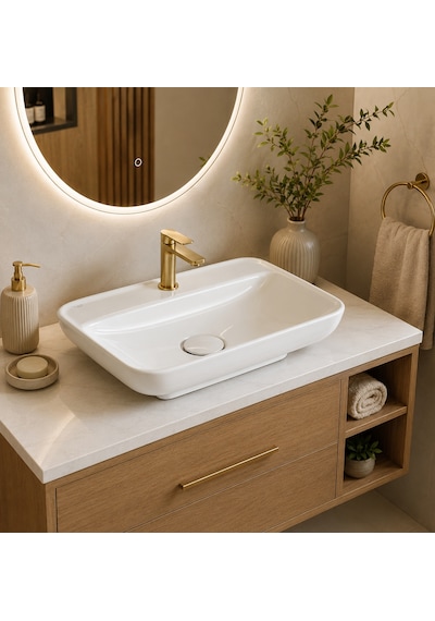 Turkuaz Seramik Cerastyle Çanak Lal Tezgah Üstü Lavabo 60CM Standart