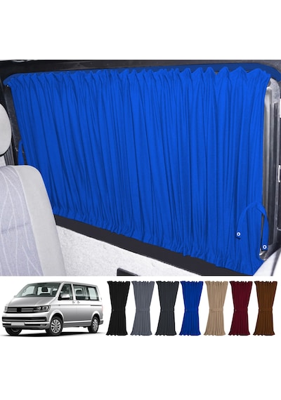 Pandami Volkswagen Transporter Caravelle T5/t6/t7 Kısa Şase 2003-2022 Uyumlu Mavi Raylı Oto Perde Takımı