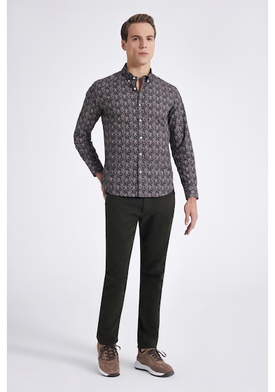 D's Damat Slim Fit Haki Baskılı Gömlek 1ec0221042599 Haki