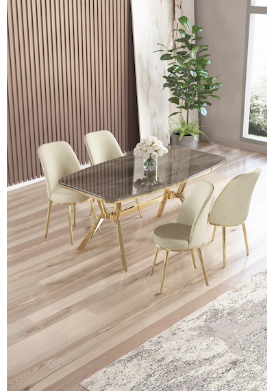 Canisa Lena Serisi 90x160 Lak Panel Antrasit İroni Gold Kaplama Ayaklı Masa Takımı Ve 4 Krem Sandalye Antrasit İroni Masa Krem Sandalye Canisa Lena Serisi 90x160 Lak Panel Antrasit İroni Gold Kaplama Ayaklı Masa Takımı Ve 4 Krem Sandalye Antrasit İroni Masa Krem Sandalye