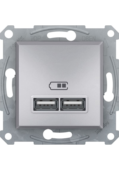 Schneider Asfora Plus Alüminyum Usb Şarj Prizi 21A Type A Çerçev