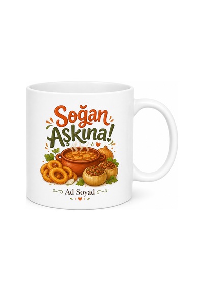 Soğan Yemeği Sevenlere Özel Tasarım Kupa Bardak Komik Hediye Mug Beyaz / Çok Renkli