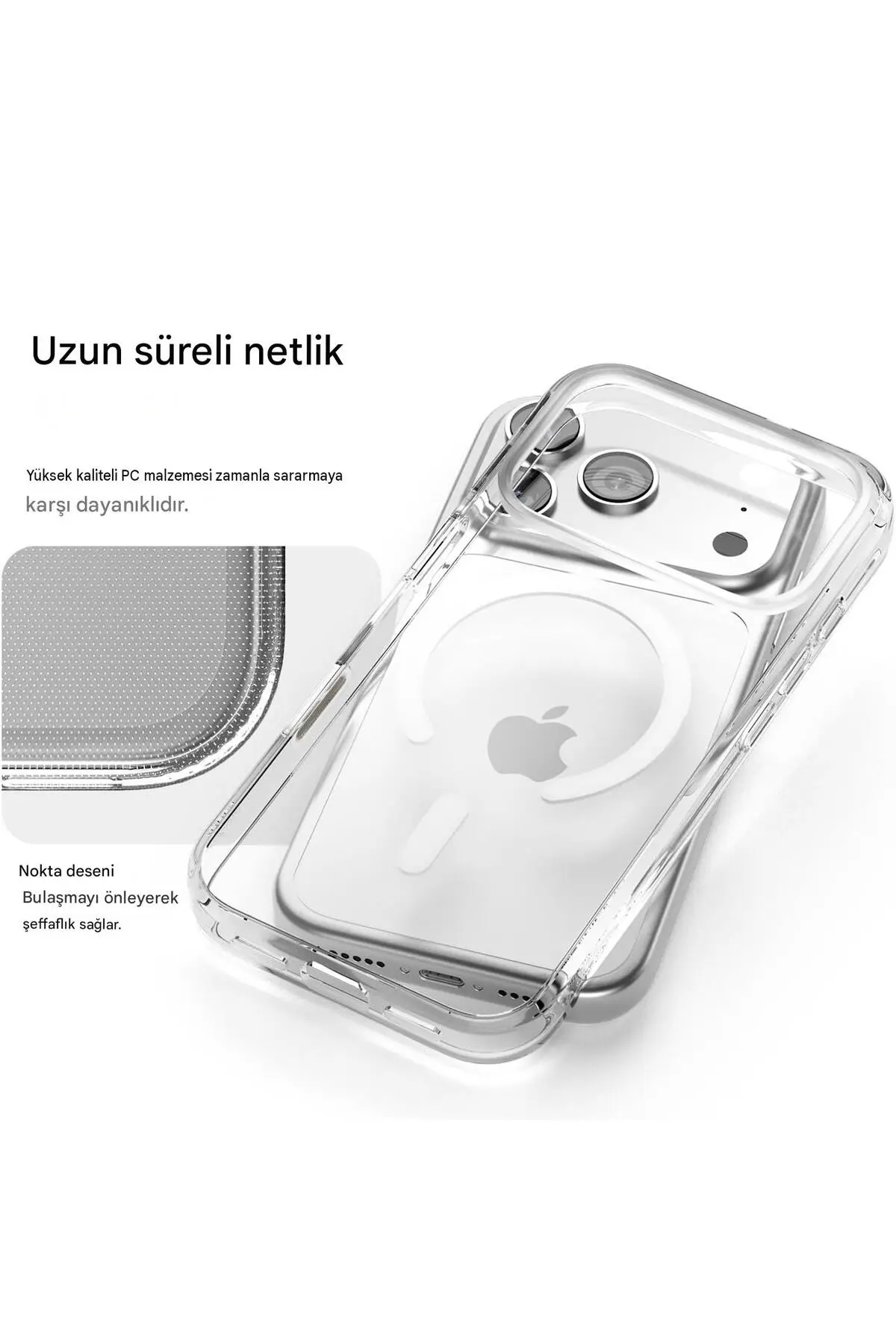 İphone 18 Pro/17 Pro Şeffaf Mika Kılıf Magsafe Uyumlu Sararmayan İnce Koruyucu Telefon Kılıfı Seffaf