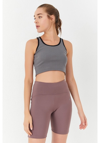 Tommy Life Çağla Basic Sıfır Kol Dar Kalıp U Yaka Kadın Crop Top Atlet - 97162 Çağla