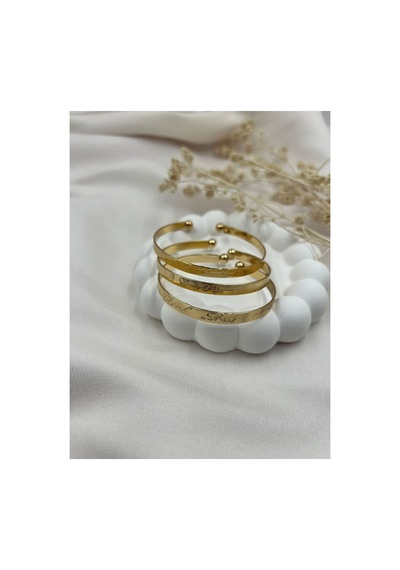 Lunarie Gold Renk Minimal Yazı Detaylı Ayarlanabilir Bilezik Altın