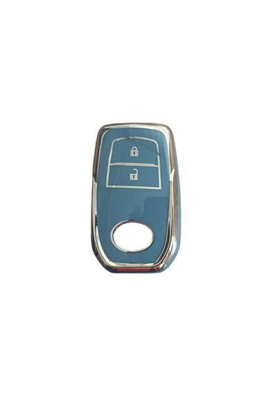 Autohan Keys Toyota Chr, Hilux, Corolla, Land Cruiser, Yaris Cross, Camry, Rav4 İçin 2 Butonlu Nano Anahtar Kılıfı Gri-altın