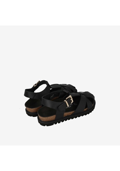 Black Sandalet Kadın G106775 Genuins Howea Embossed Leather Dark siyah