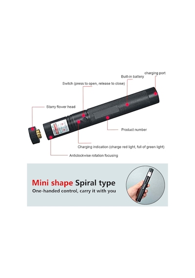 Usb Şarjlı Uzun Menzilli Metal Kasa Yeşil Lazer Pointer