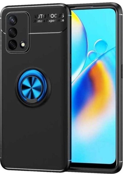 Oppo A74 4g Kılıf Zore Ravel Silikon Kapak Siyah-Mavi