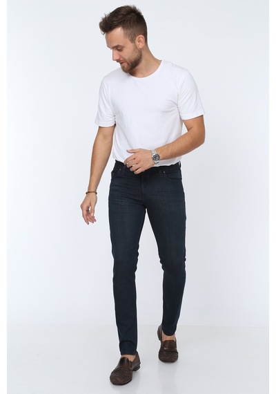 Jeans Dar Kesim Erkek Lacivert Renk Kot Pantolon Lacivert