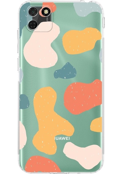 Huawei Y5 P Uyumlu Kamera Korumalı Kapak Grunge Tasarımlı Şeffaf Kılıf Şeffaf