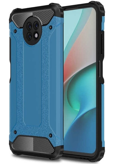 Noktaks - Xiaomi Uyumlu Xiaomi Redmi Note 9 5g - Kılıf Çift Katman Zırh Tank Crash Military Kapak - Mavi
