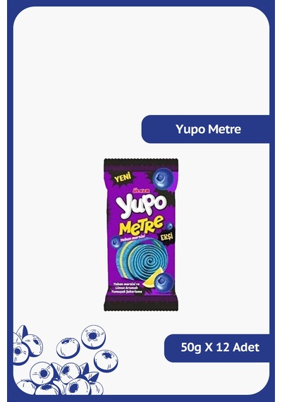 Yupo Metre - Yaban Mersini Ve Limonlu - Ekşi - 50 Gram - 12 Adet