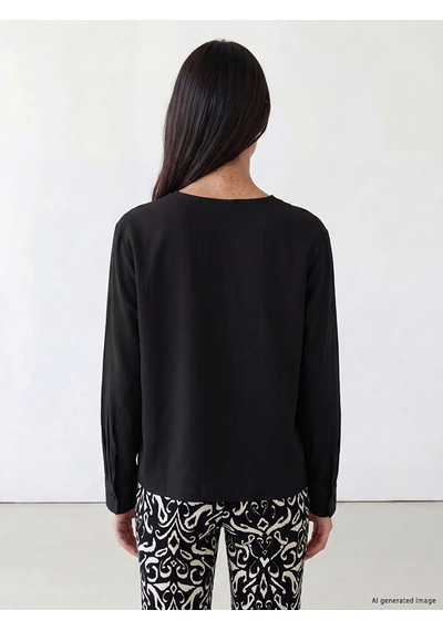 Lcw Modest Siyah V Yaka Bağcıklı Kadın Kimono