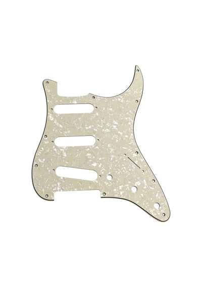 Stratocaster St Kasa Elektro Gitar Pickguard 3 Katmanlı 11 Delikli Beyaz Krem Desenli