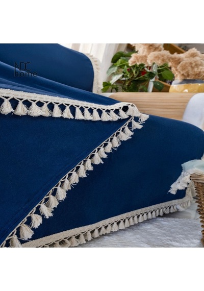Dnc Home Tekstil Ndchome Premium Keten Lacivert Ponponlu Koltuk Örtüsü 170 X 220