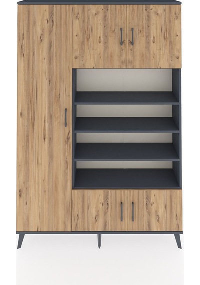 Arges Dolap 10 Raflı 5 Kapaklı 132x30x195 Antrasit-çam/antrasit Antrasit