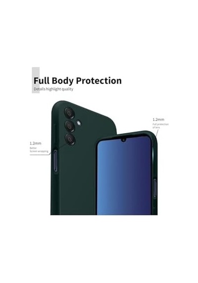 Galaxy A55 İle Uyumlu Kadife İç Yüzeyli Kamera Korumalı Şok Emici Silikon Kılıf Koyu Yeşil 50 x 22