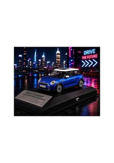 Mini Cooper New Mini Hatch 1:32 Ölçek Diecast Model Araba Çek Bırak Mini Cooper Mavi Özel Standlı