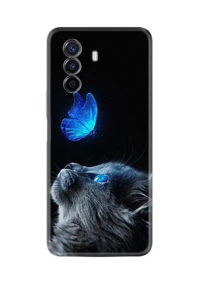 Huawei Nova Y70 Kılıf Resimli Desenli Silikon Platinium Series Butterfly Cat 1891