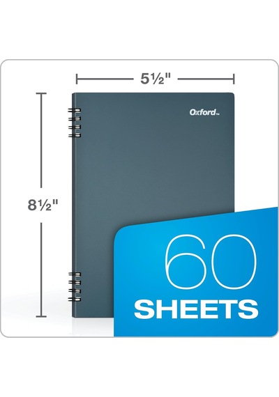 Oxford Taş Kağıt Defter, 5-1/2" X 8-1/2", Mavi Kapak, 60 Yaprak, 2'li Paket 161646