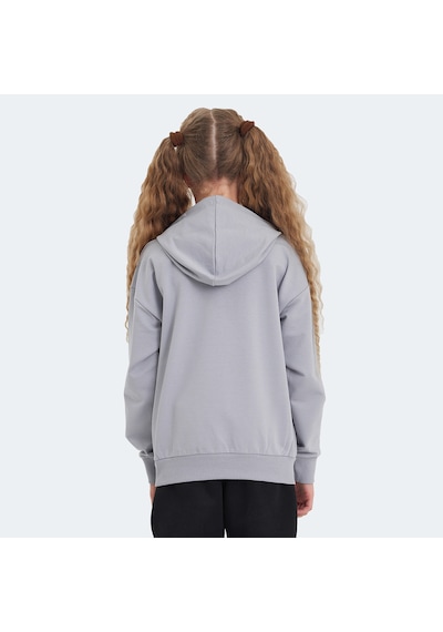 Slazenger LINK Çocuk Kapüşonlu Cepli Taş Gri Sweatshirt