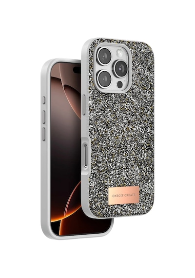 Mey Najmaddin Apple iPhone Uyumlu 16 Pro Max Bright Simli Kapak - Gümüş Najmaddin Diğer