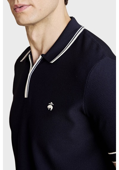 Brooks Brothers Erkek Polo Yaka Kazak Bbss26mkl007388 Lacivert Kırık Beyaz