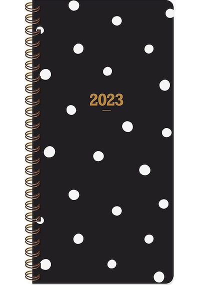 Color 2023 8x16 Haftalık Cep Ajandası Siyah Puantiye Siyah