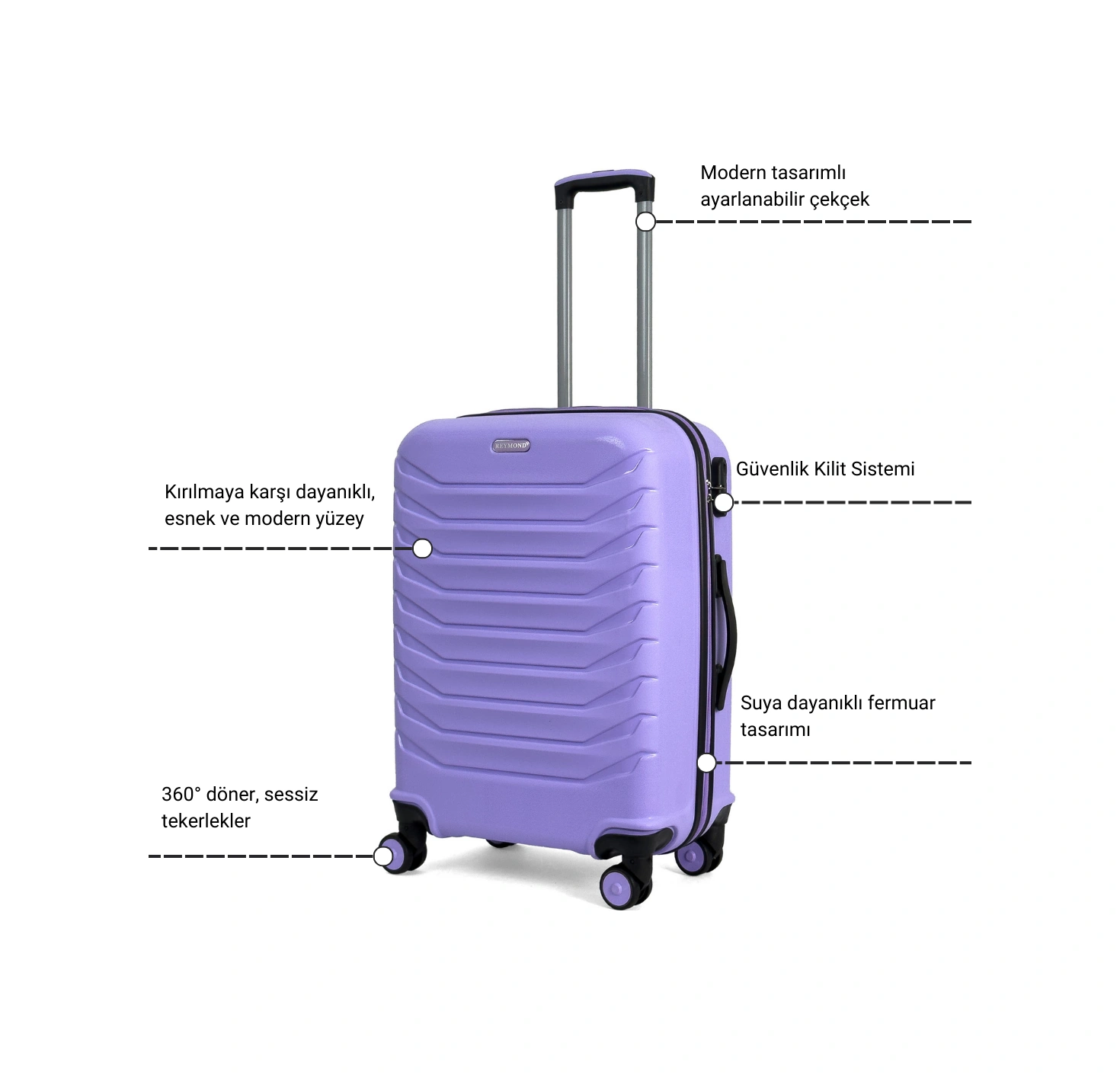 Reymond Luggage Lora Pp Polipropilen Kırılmaz Valiz, Kabin Boy Siyah