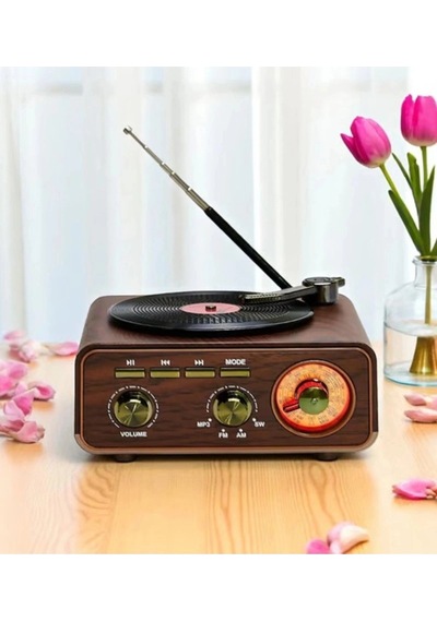 Nostaljik Tasarım Plak Çalar Görünümlü Ralu Bluetooth Hoparlör Retro Müzik Plak 27322958