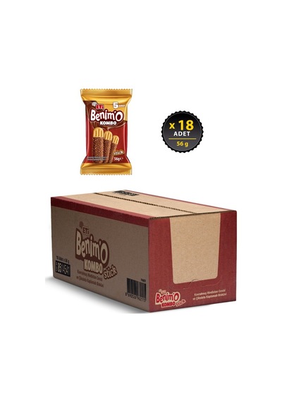 Benimo Kombo Hindistan Cevizi Ve Çikolata Kaplamalı Bisküvi 56 G X 18 Adet